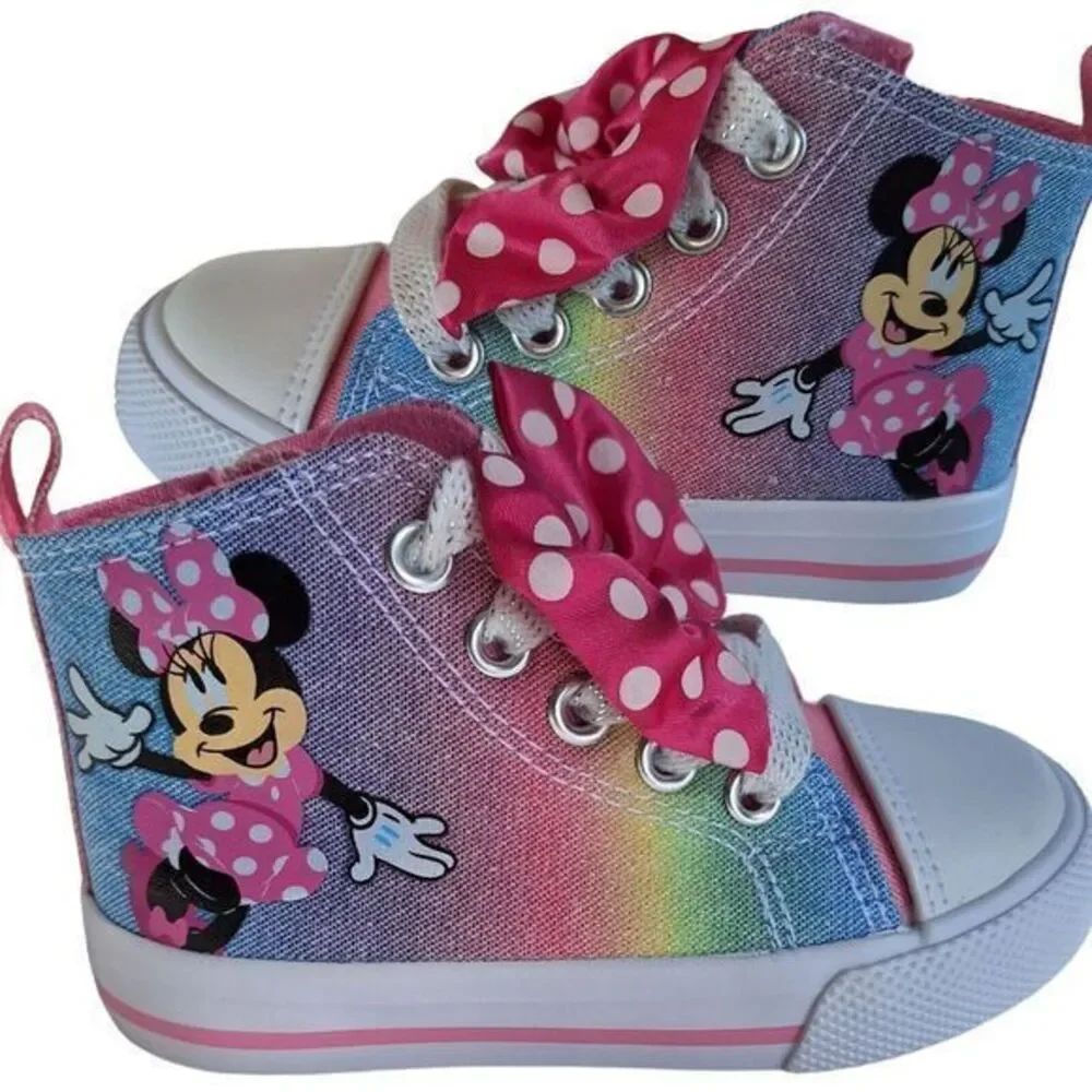 Disney Minnie High-top Sneakers For Girls in Light Canvas Size 7 (15cm) Col pink